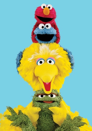 Sesame Street Tower of Heads Cookie Monster Elmo Big Bird Oscar Greeting Card